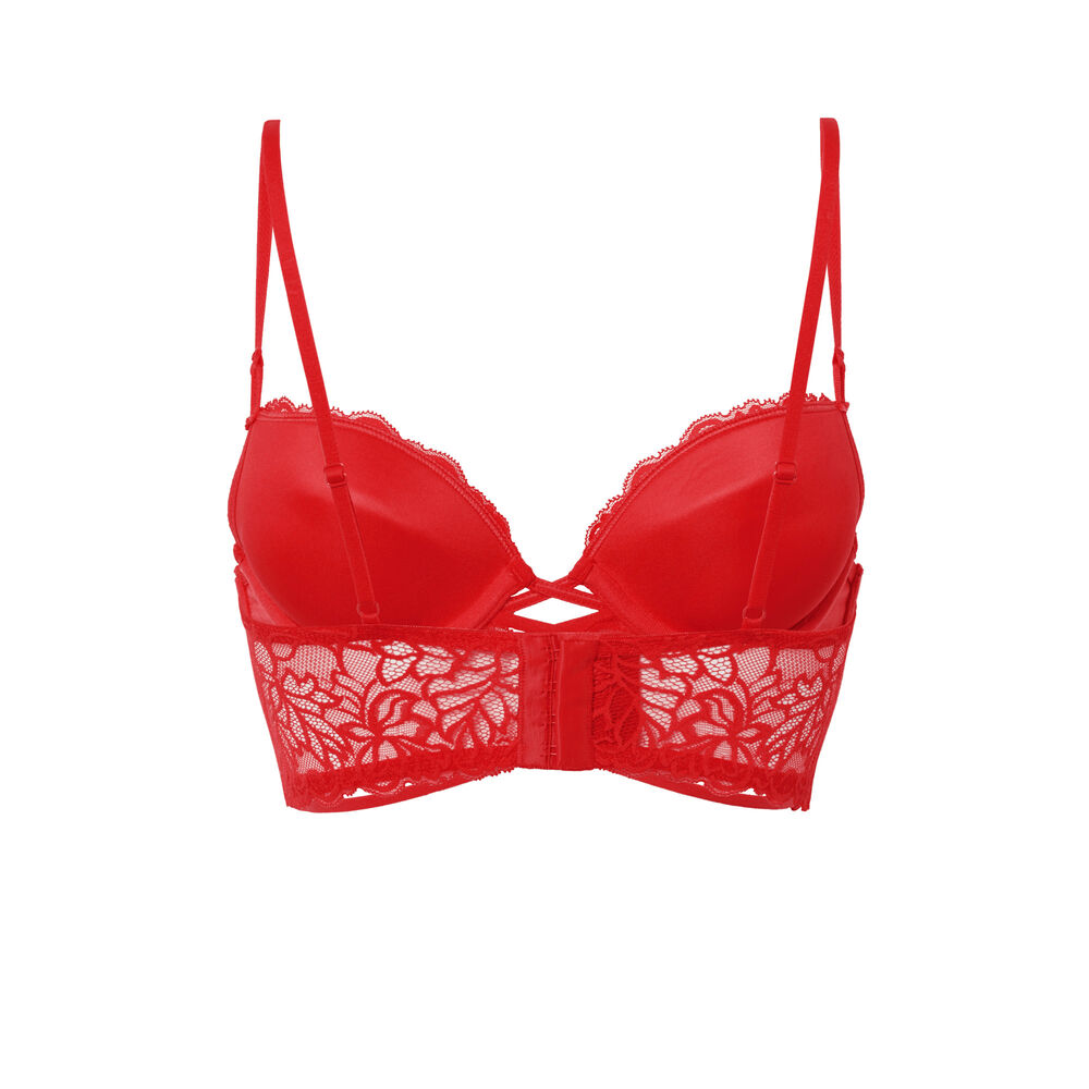 Soutien-gorge push-up en dentelle - rouge rouge.