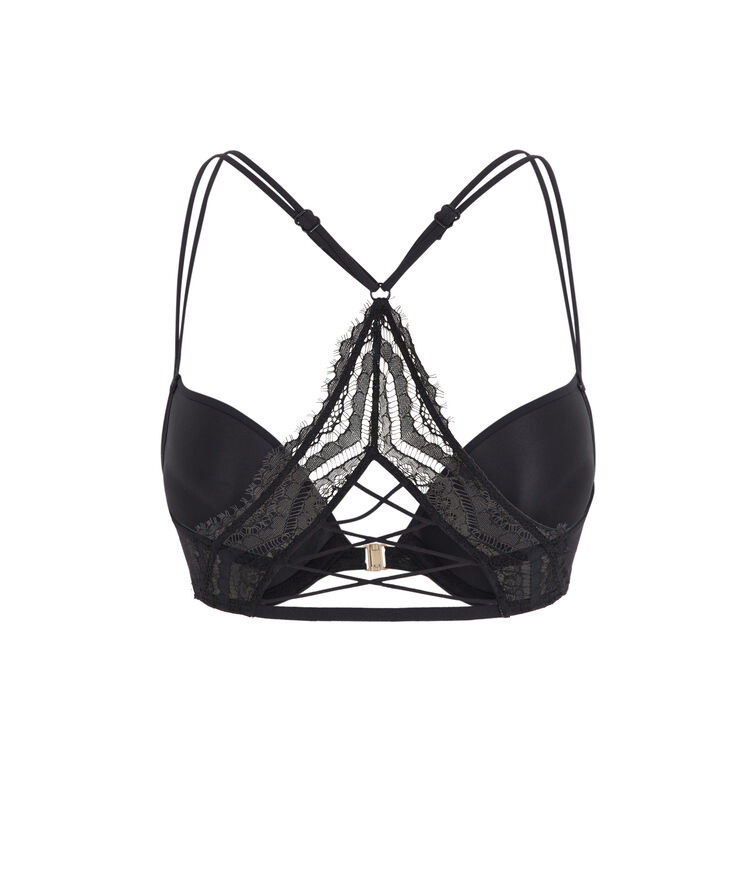 Soutien-gorge push micro/dentelle dos travaille pushwaviz noir.