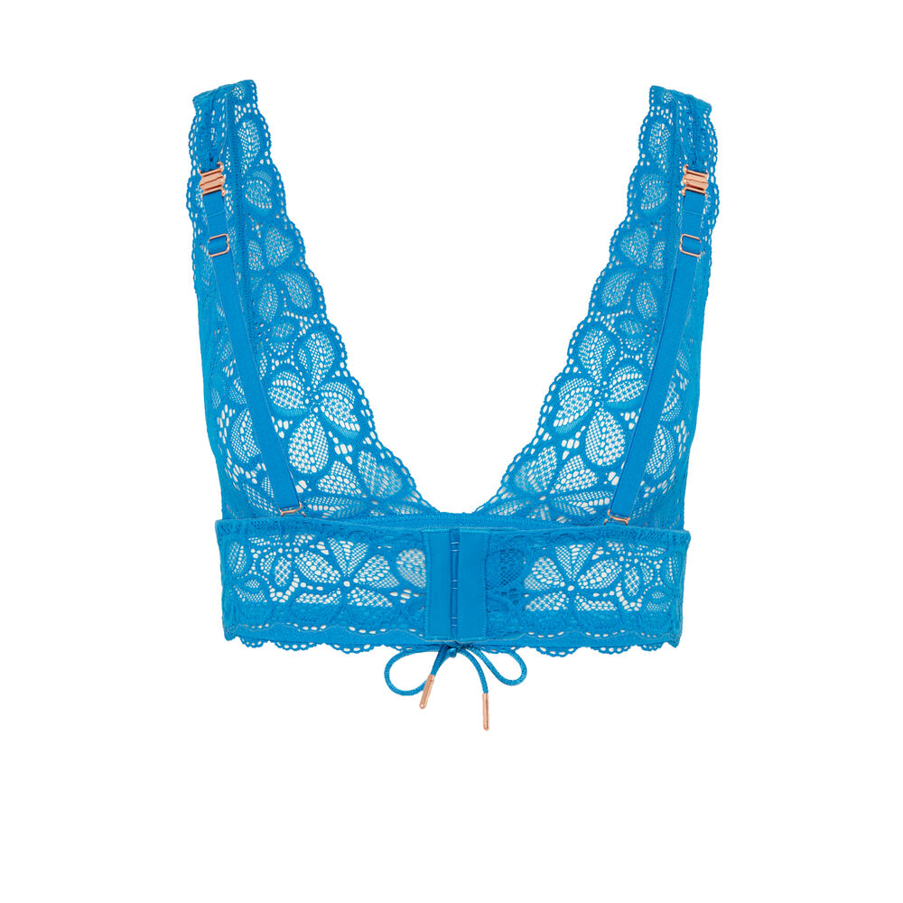Soutien-gorge triangle à détail corset - bleu bleu.