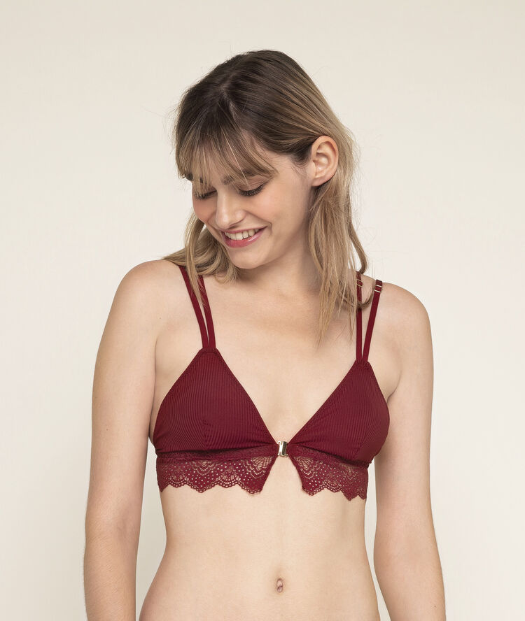 Soutien-gorge triangle sans armatures micro/dentelle merveilliz rhubarbe.