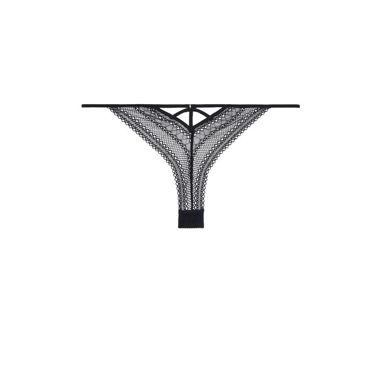 Tanga dentelle detail noeud neoriz noir.
