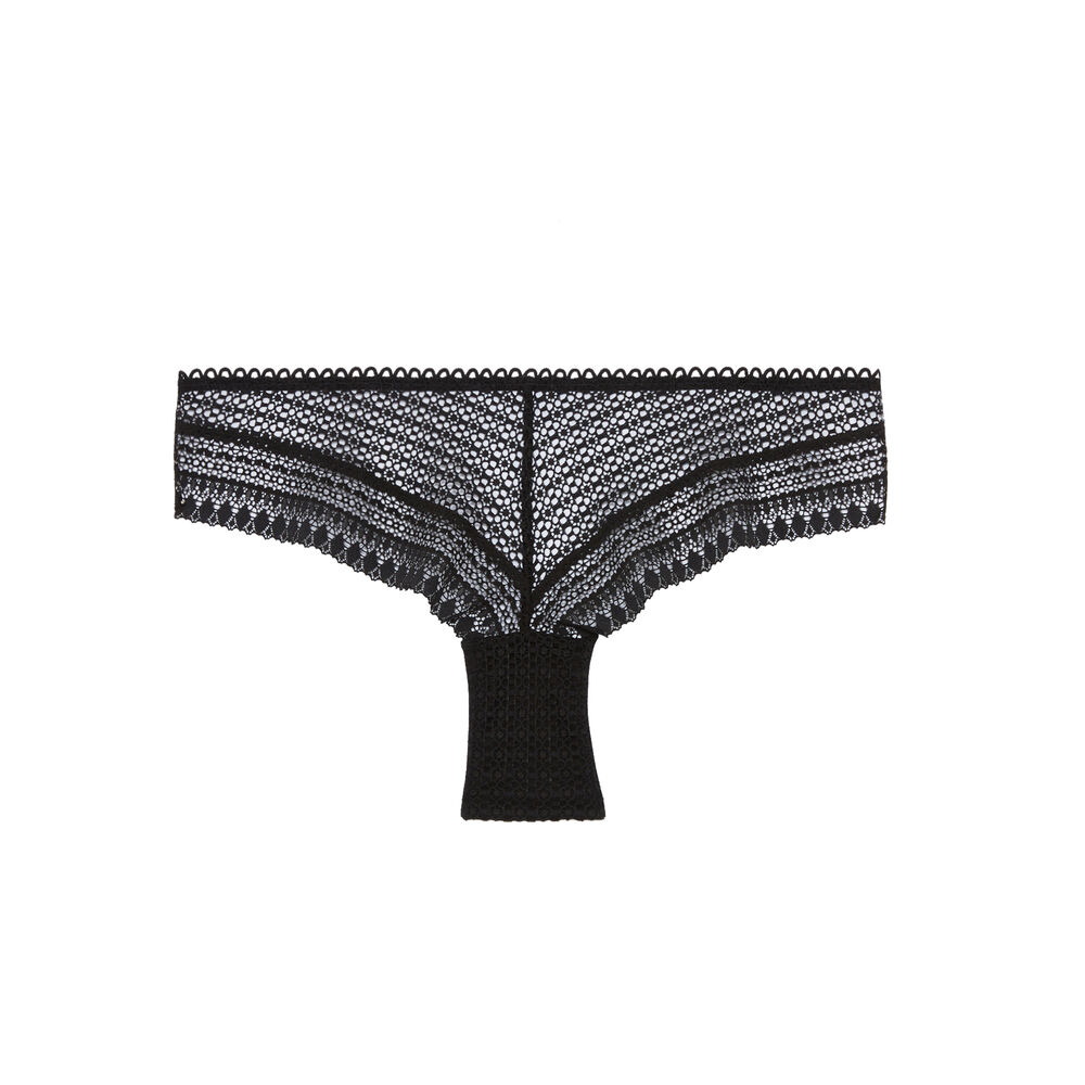 Shorty en dentelle et détails corset - noir noir.