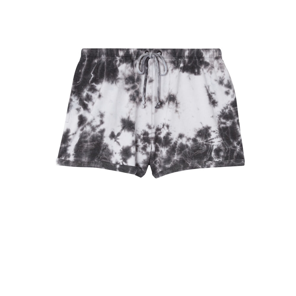 Short effet tie and dye à détail cordon - noir noir.