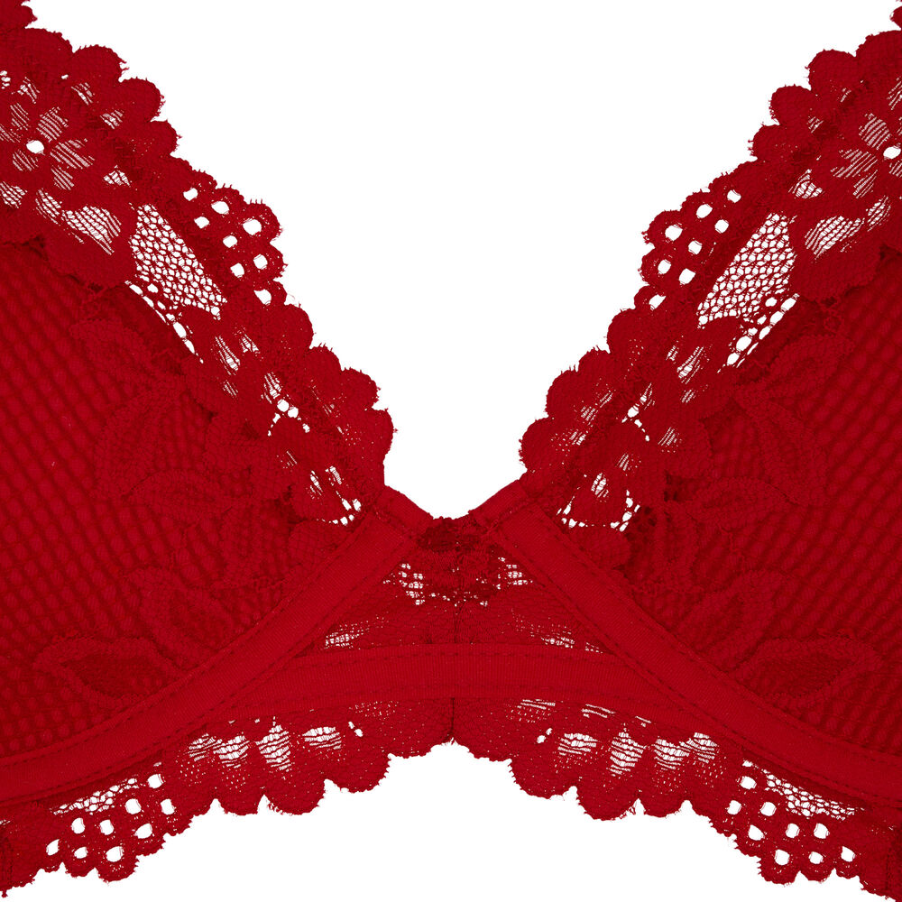 Soutien-gorge ampliforme en dentelle - rouge rouge.