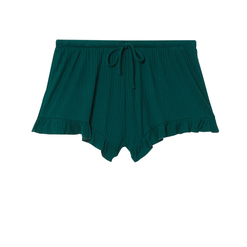 Short à volants et nœuds échancré - sapin vert.