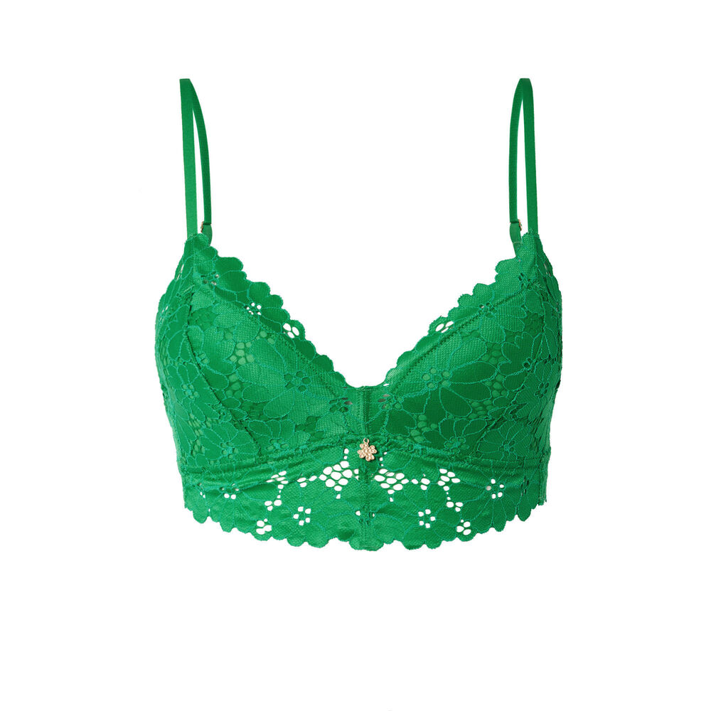 Soutien-gorge triangle ampli tout dentelle à bijou - vert vert.