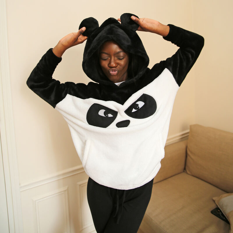 polaire panda à message grumpy panda - noir polaire panda à message grumpy panda - noir ;