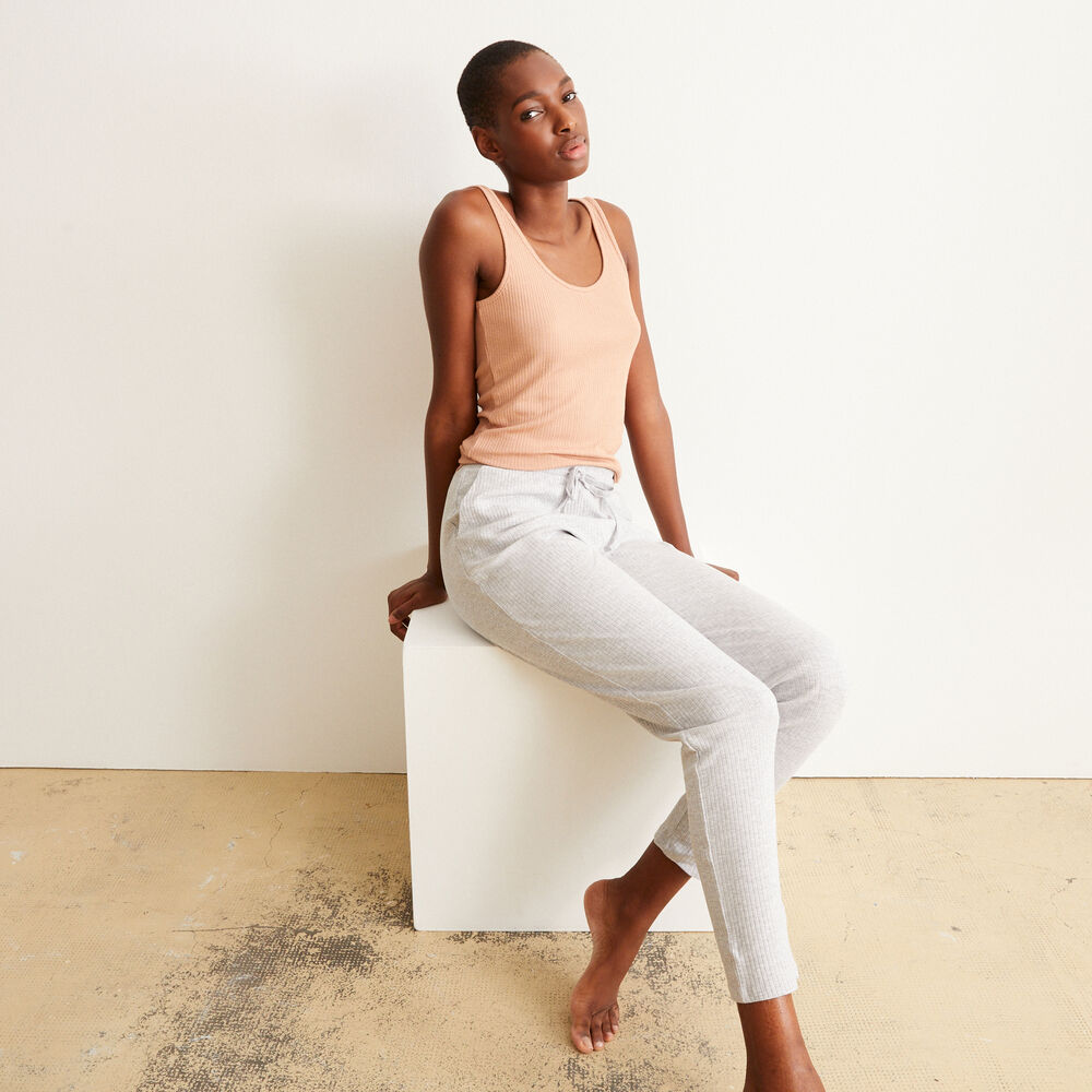 Top d&eacute;bardeur en jersey uni - rose poudr&eacute; rose.