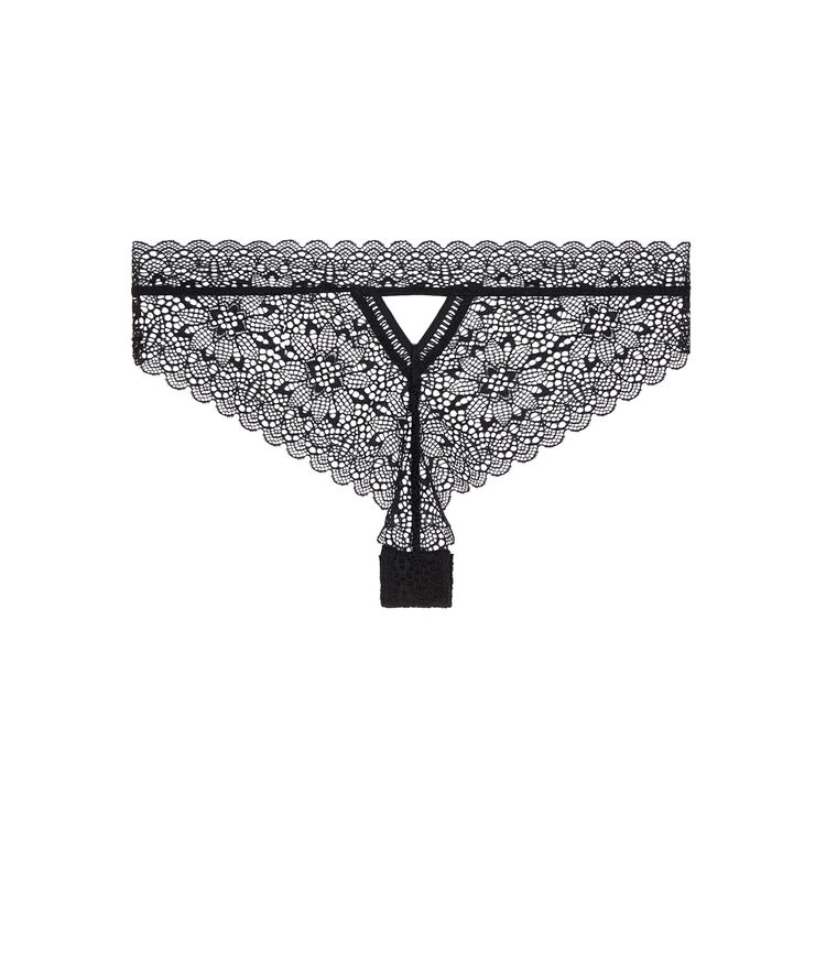 Tanga en dentelle - noir noir.