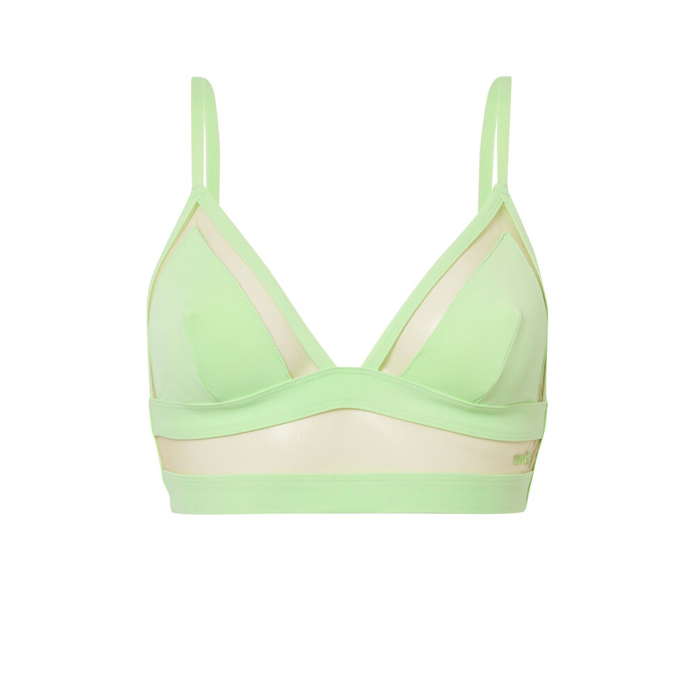 Soutien-gorge triangle et résille transparente - vert vert.