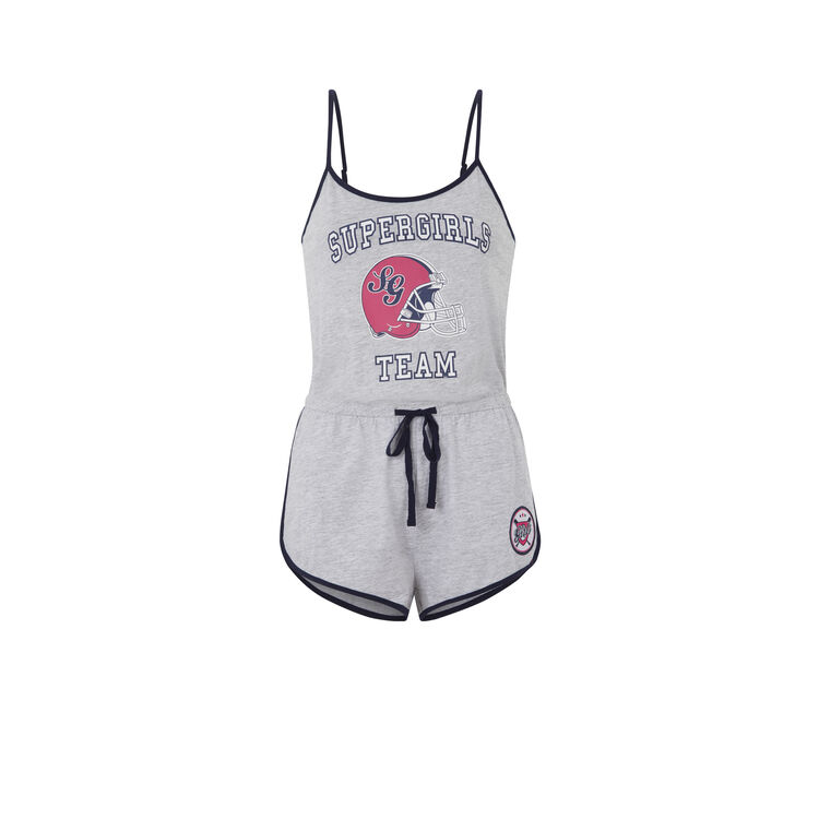 Combi-short en jersey a fines bretelles supergirliz gris clair.