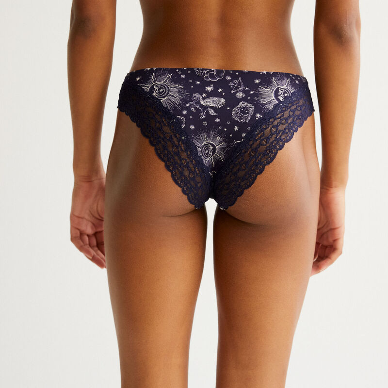 culotte en micro et dentelle motifs astro - bleu culotte en micro et dentelle motifs astro - bleu;