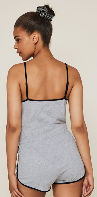 Combi-short en jersey a fines bretelles supergirliz gris clair.