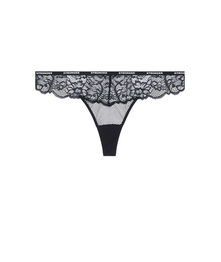 Tanga en dentelle détail liseré adesiz noir.
