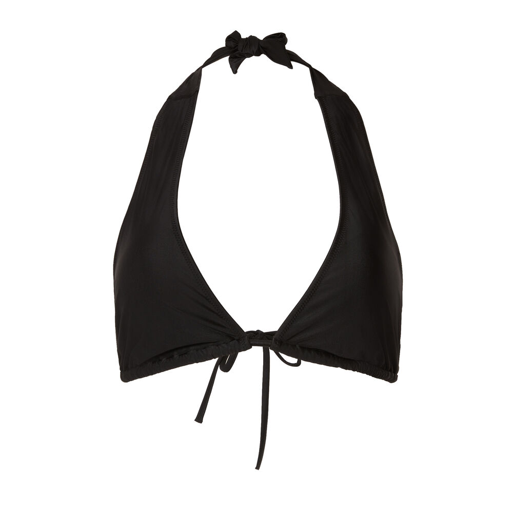 Haut de maillot triangle foulard sans armatures satiné - noir noir.