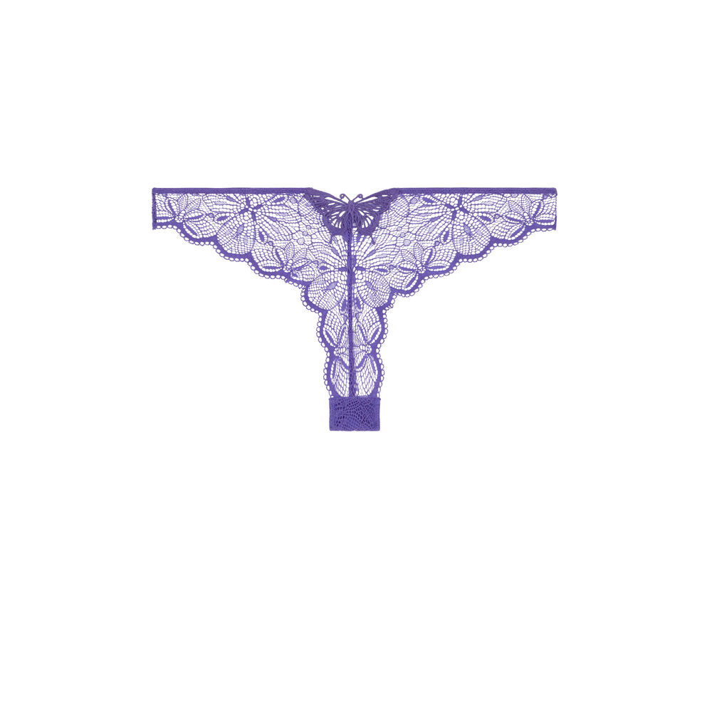 Tanga en dentelle - violet violet.