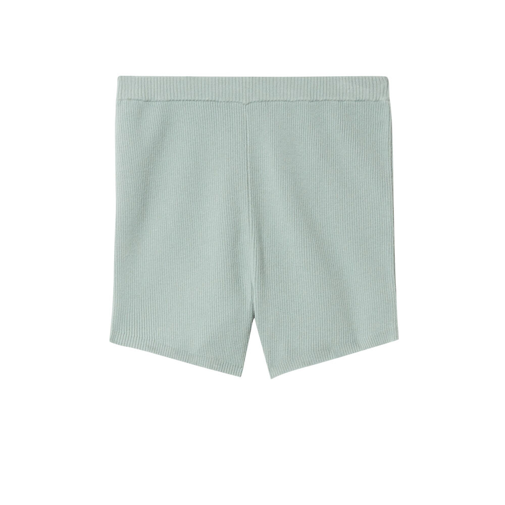 Short taille haute en maille - vert d'eau vert.