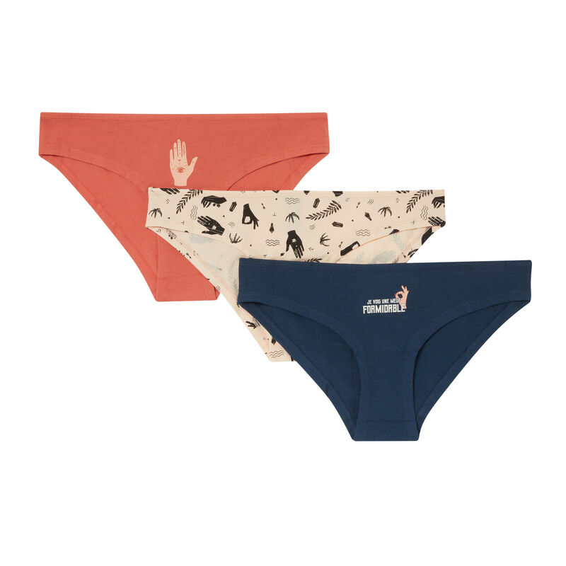 lot de 3 culottes mood positivity - marine lot de 3 culottes mood positivity - marine;