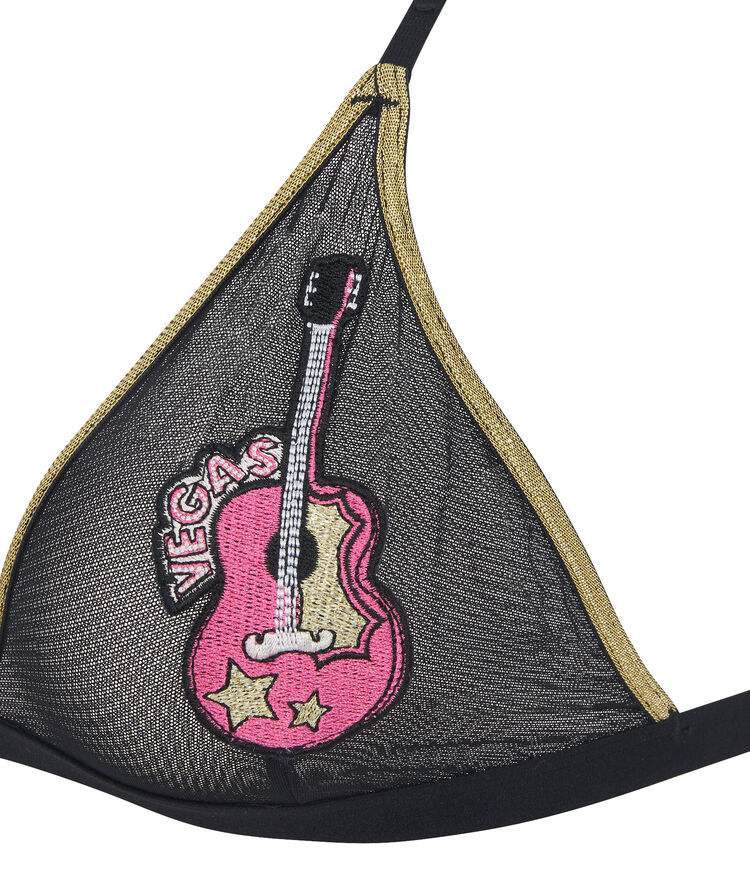 Soutien-gorge triangle sans armatures détail broderies elvisiz noir.