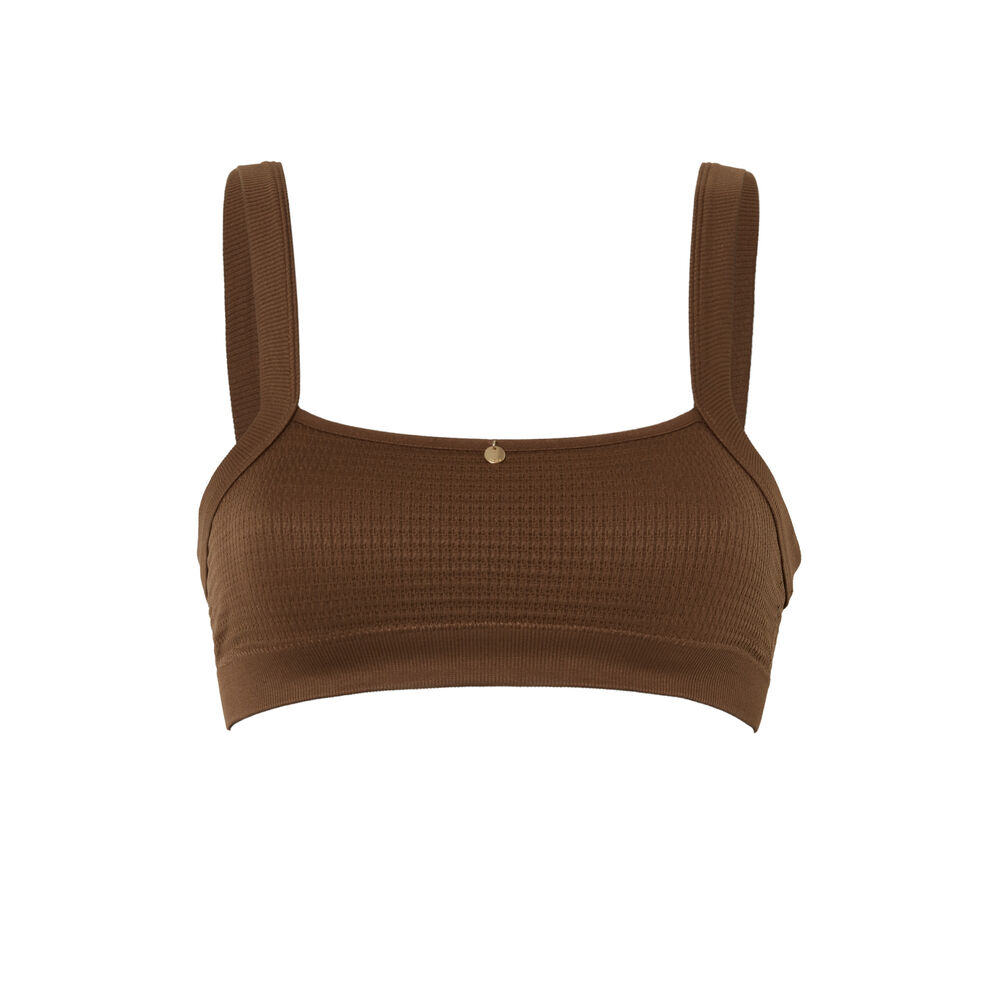 Brassière effet gauffré détail bijou - marron marron.