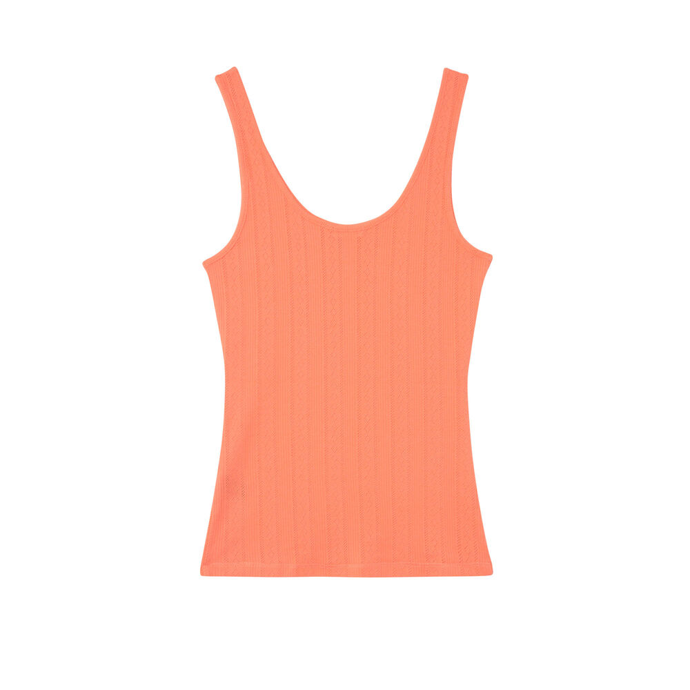 Débardeur uni maille pointelle - orange orange.