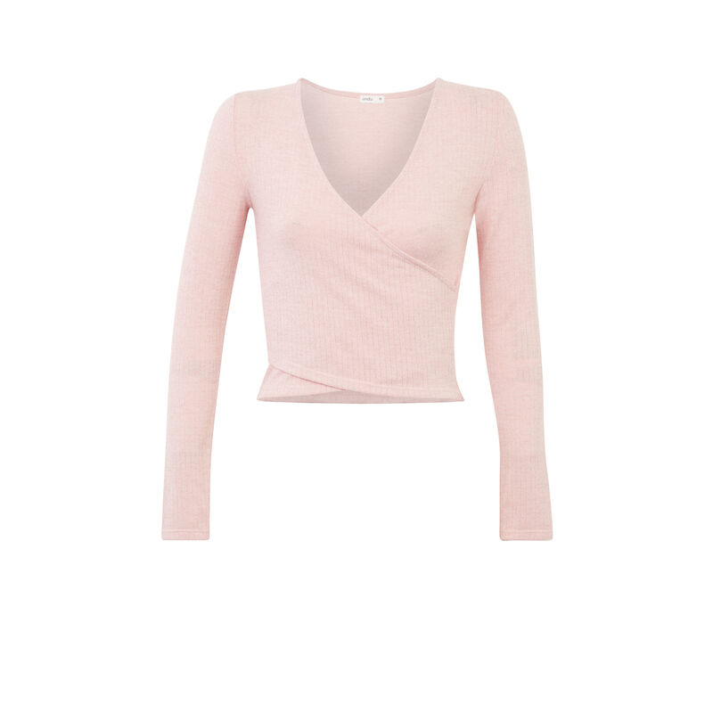 top à manche longue effet croisé - rose top à manche longue effet croisé - rose;