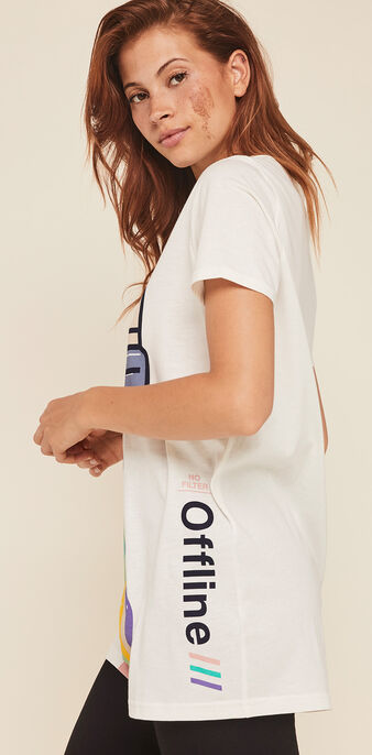 Top &agrave; manches courtes &agrave; imprim&eacute; instabaviz blanc cass&eacute;.