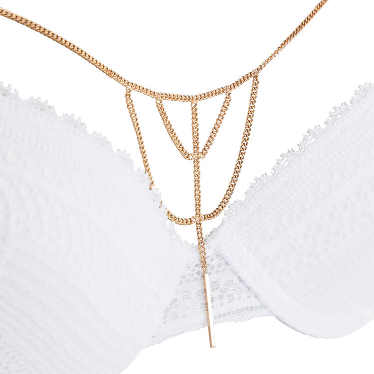 Soutien-gorge push en dentelle détail chaine paviniz blanc.