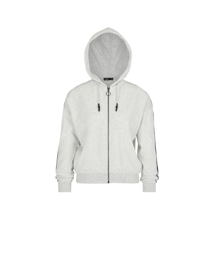 Sweat veste en velours helloiz gris clair.