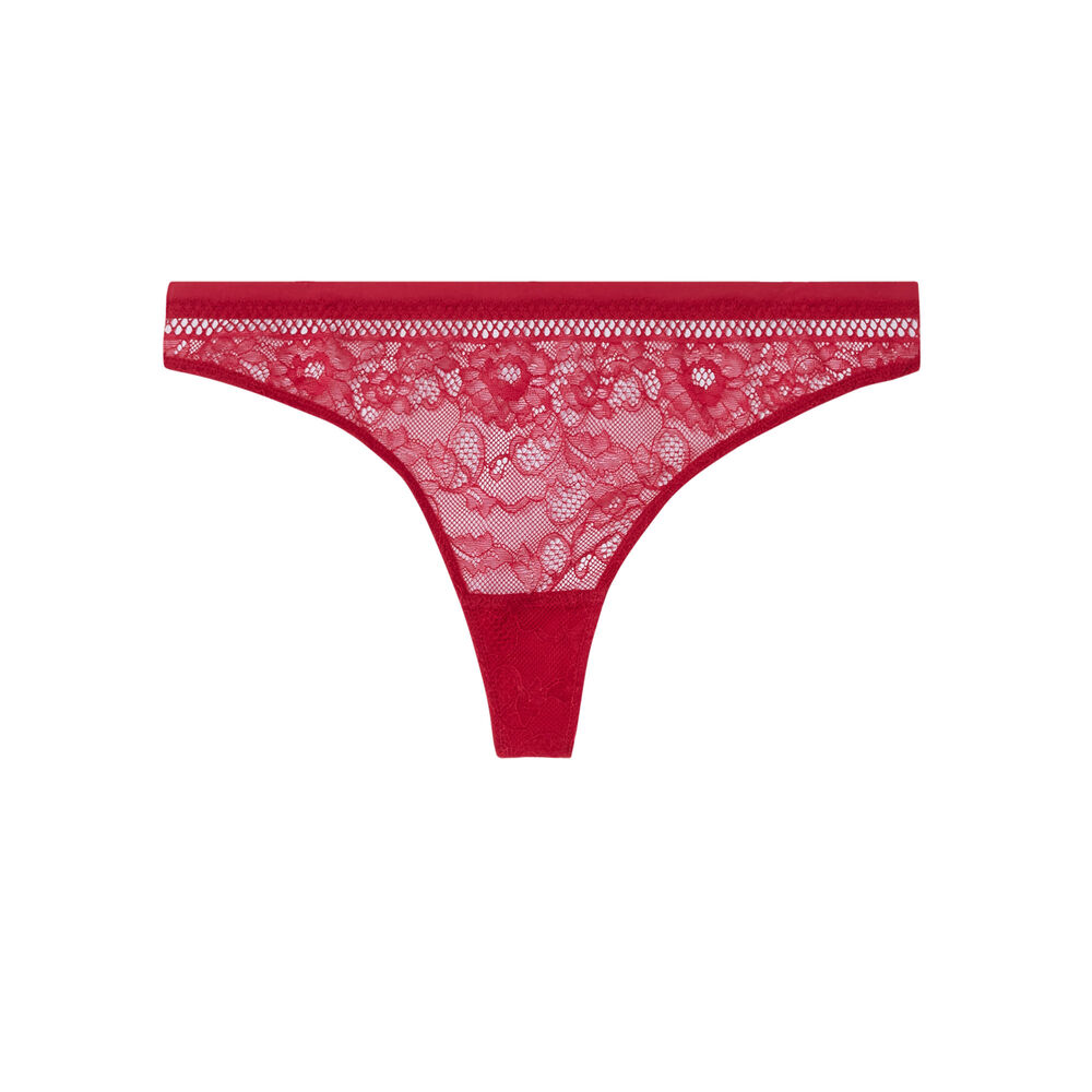 String en dentelle uni - rose rose.