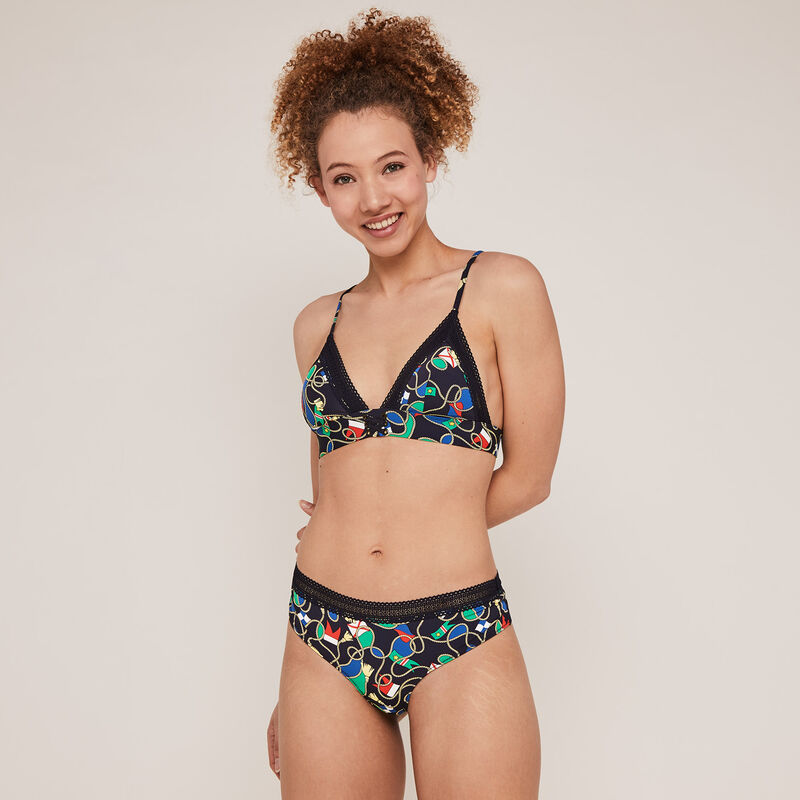 Soutien-gorge triangle imprimé chaines - bleu marine Soutien-gorge triangle imprimé chaines - bleu marine;