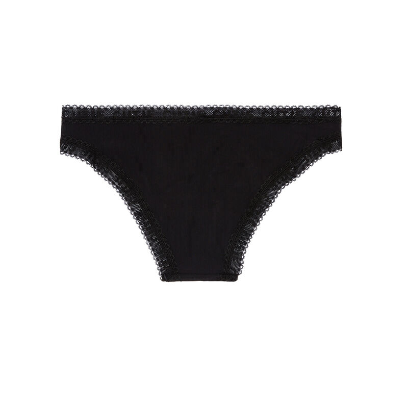 culotte en microfibre et détails dentelle - noir culotte en microfibre et détails dentelle - noir;