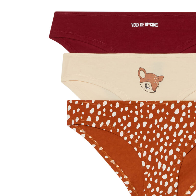 lot de culottes en coton biche - marron lot de culottes en coton biche - marron;