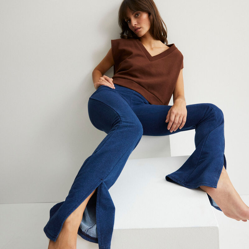 pantalon flare fendu - bleu pantalon flare fendu - bleu;