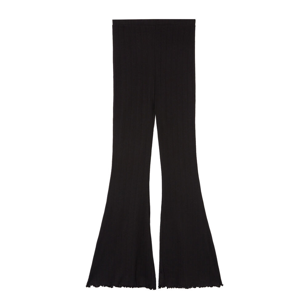 Pantalon flare maille pointelle - noir noir.