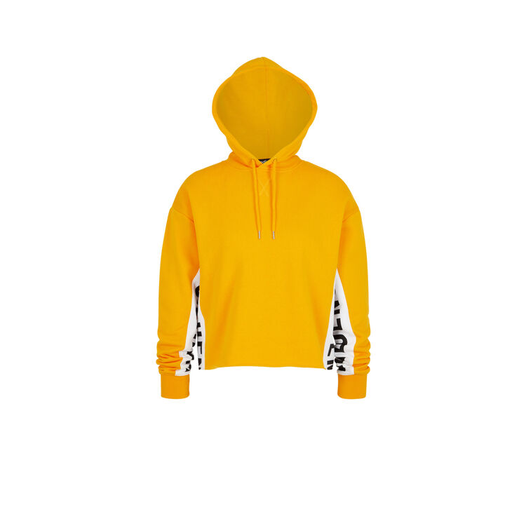 Sweat à capuche bandes sur le côté hellovibiz safran.