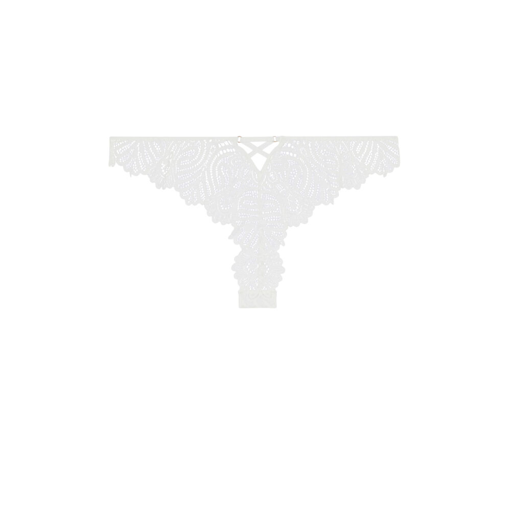 Tanga en dentelle - blanc blanc.