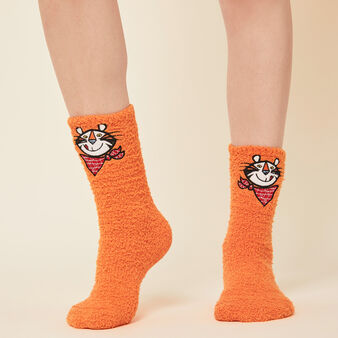 Chaussettes fausse fourrure licence kellogg's orange.