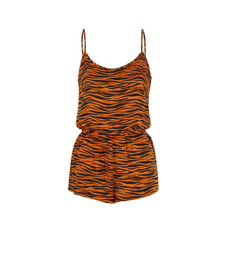 Combishort à fines betelles print tigre mixprintiz camel.