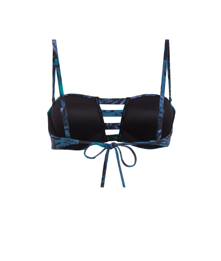 Haut de maillot de bain bandeau imprimé tropical - noir noir.