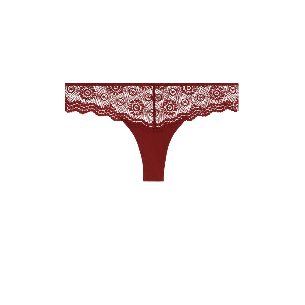 Tanga en dentelle - rouge rouge.