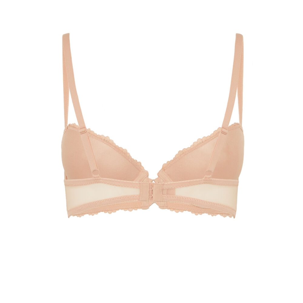 Soutien-gorge push-up en dentelle fleurie - rose nude rose.