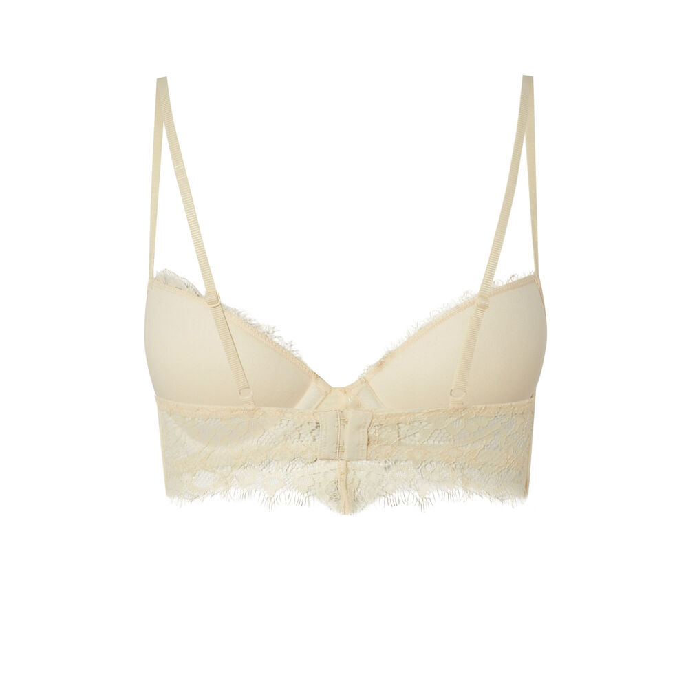 Soutien-gorge ampli à dentelle fine et perles - écru ecru.