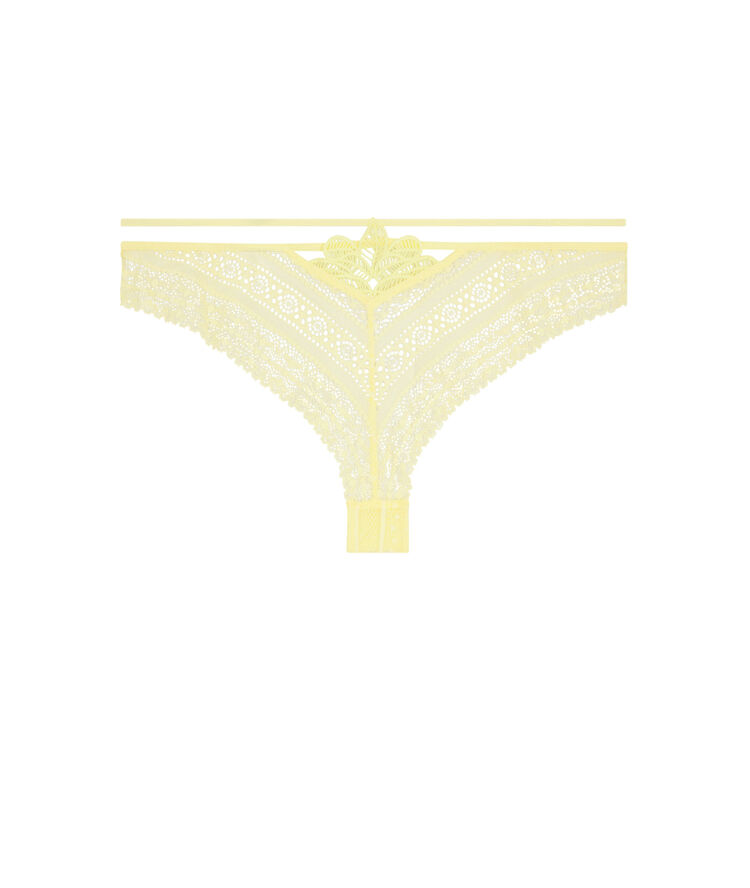 Tanga en dentelle - jaune jaune.