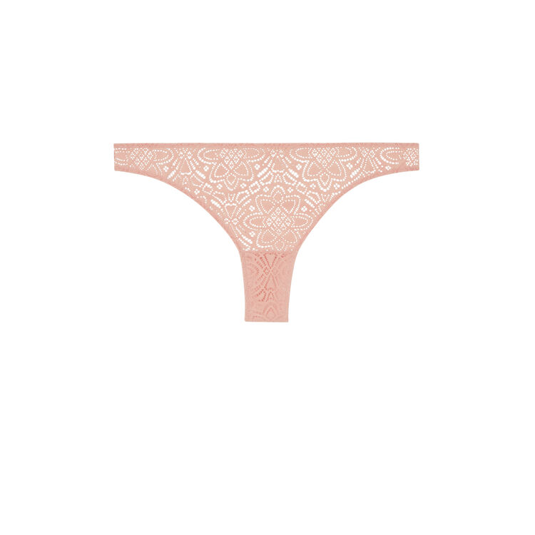 Tanga dentelle marceliz rose poudré.