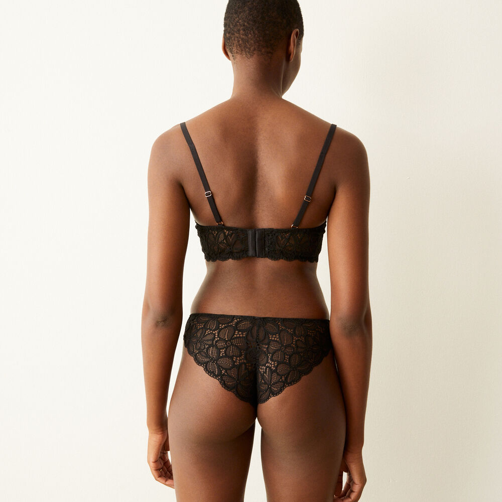 Soutien-gorge bustier ampliforme détail laçage - noir noir.