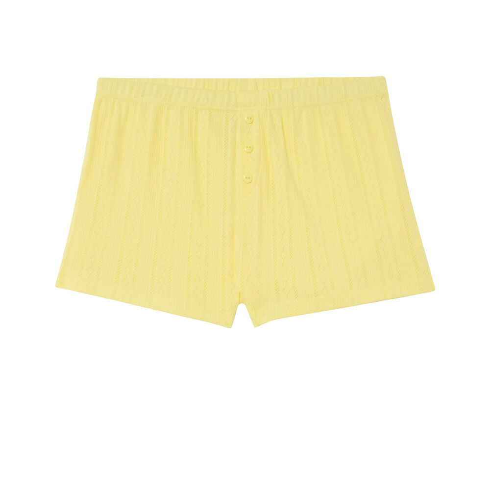 Short uni maille pointelle- jaune jaune.