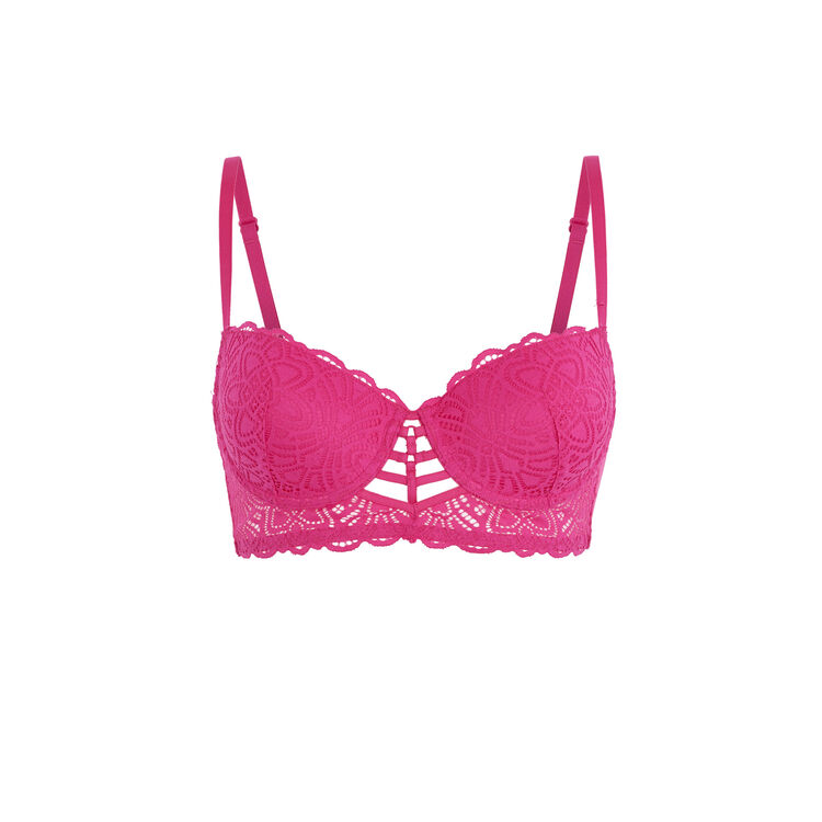 Soutien-gorge bustier push dentelle et bandings marceliz fushia.