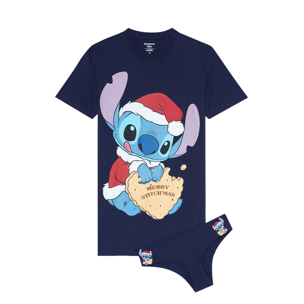 Set pyjama tunique et shorty stitch - bleu bleu.