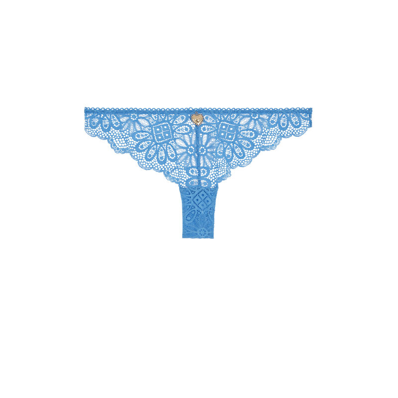 Tanga en dentelle détail bijou - bleu Tanga en dentelle détail bijou - bleu;